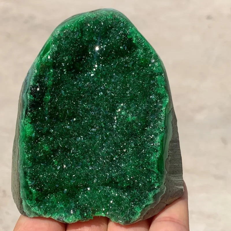 200-300g Green Geode Quartz crystals decor Cluster Crystal Stones Trendy Home Decoration Carved Crafts
