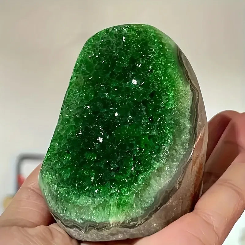 200-300g Green Geode Quartz crystals decor Cluster Crystal Stones Trendy Home Decoration Carved Crafts